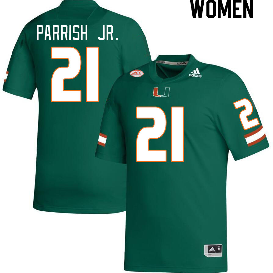 Women #21 Henry Parrish Jr. Miami Hurricanes College Football Jerseys Stitched-Green
